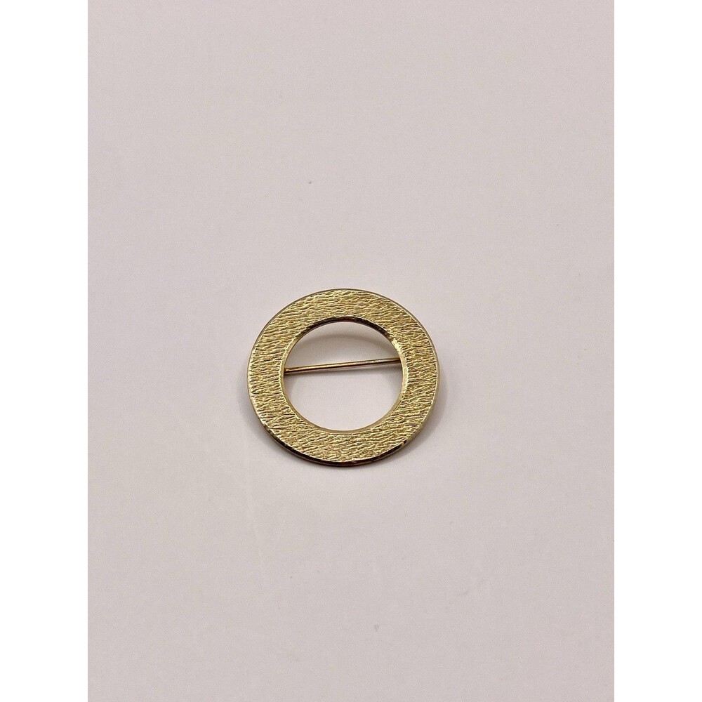 Vintage 1/20 12K Gold Filled Circle Brooch Minimalist Round Pin Textured